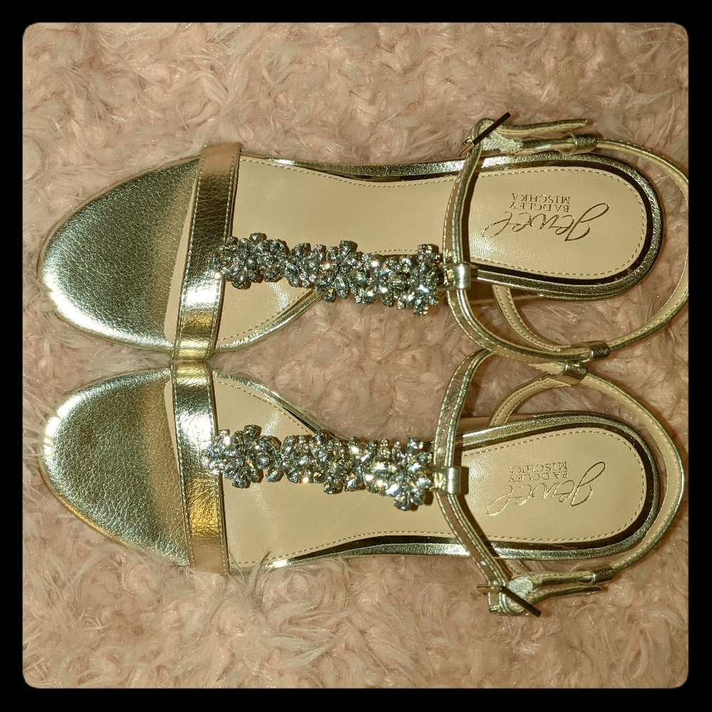 Badgley Mischka Strappy Rhinestone Heels sz 8.5